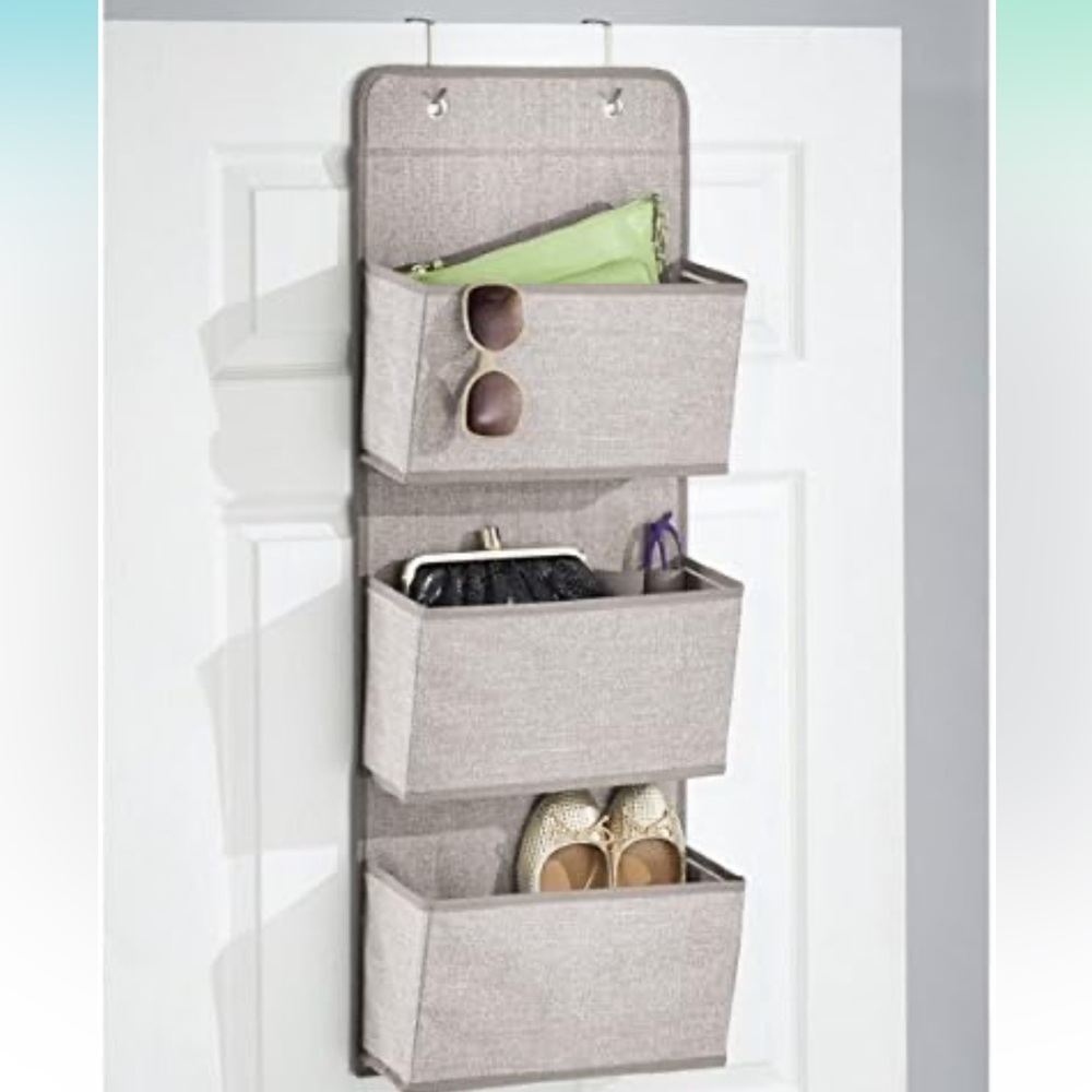 Over-The-Door Fabric Closet Storage Organizer Purses, Shoes etc 3 Pockets